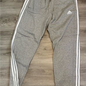 Adidas Gray Sweatpants with Tapered Legs and Elastic Waistband